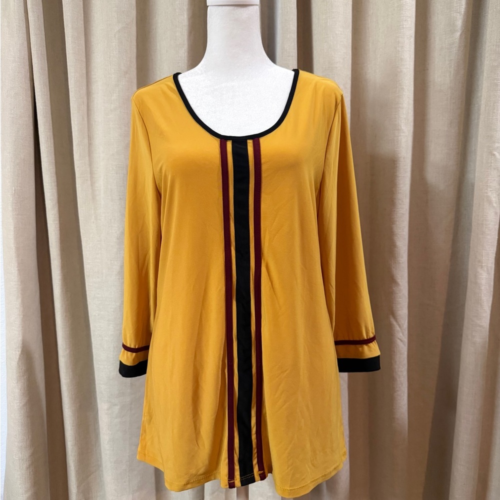 Women's Mustard Tunic Top with Black Trim